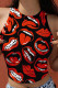 Black Red Fashion Casual Lips Printed Basic O Neck Tops
