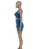 Rose Red Casual Print Patchwork U Neck Sleeveless Two Pieces