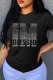 Black And White Fashion Casual Letter Hot Drill O Neck T-Shirts