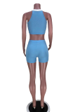 White Sexy Solid Patchwork O Neck Sleeveless Two Pieces