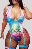 Colour Fashion Sexy Print Bandage Patchwork Backless Swimwears