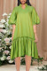 Light Green Fashion Casual Patchwork V Neck Pleated Dresses