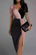Champagne Sexy Solid Patchwork Asymmetrical V Neck One Step Skirt Dresses