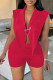 Red Sexy Solid Backless Asymmetrical V Neck Sleeveless Two Pieces