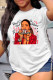 White Red Fashion Casual Print Basic O Neck T-Shirts
