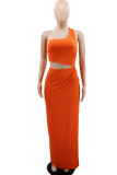 Cyan Sexy Solid Hollowed Out Patchwork Cross Straps Slit Oblique Collar Straight Dresses