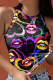 Colour Fashion Casual Lips Printed Basic O Neck Tops