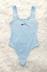 Blue Fashion Sexy Solid Embroidered U Neck Bodysuits