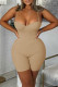 Khaki Sexy Casual Solid Backless Spaghetti Strap Skinny Romper