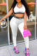 White Fashion Casual Letter Patchwork U Neck Sleeveless Two Pieces