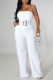 White Sexy Solid Patchwork With Belt Strapless Straight Jumpsuits