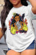 White Yellow Fashion Casual Print Basic O Neck T-Shirts
