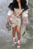 Grey Fashion Sexy Solid Hollowed Out V Neck Vest Dress