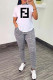 White Fashion Casual Print Letter O Neck Short Sleeve Two Pieces
