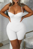 Coffee Sexy Casual Solid Backless Spaghetti Strap Skinny Romper