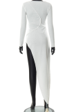 White Sexy Solid Slit Irregular Dress Dresses