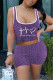 Purple Fashion Casual Print Basic U Neck Sleeveless Two Pieces