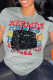 Grey Fashion Street Print Patchwork Letter O Neck T-Shirts