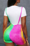 Pink Casual Print Patchwork O Neck Short Sleeve Two Pieces