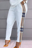 White Casual Print Patchwork O Neck Long Sleeve Two Pieces