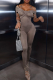 Brown Sexy Solid Patchwork Halter Skinny Jumpsuits