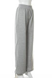 Grey Fashion Casual Solid Basic Regular High Waist Trousers