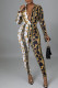 Multicolor Sexy Print Patchwork V Neck Regular Jumpsuits