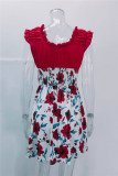 Red Fashion Casual Print Patchwork O Neck Sleeveless Dress