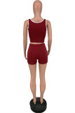 Purple Fashion Casual Print Basic U Neck Sleeveless Two Pieces