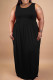 Black Fashion Casual Solid Basic O Neck Vest Dress