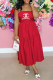 Red Fashion Sexy Print Letter Spaghetti Strap Princess Dresses