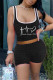 Black Fashion Casual Print Basic U Neck Sleeveless Two Pieces