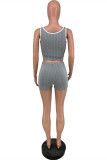 Purple Fashion Casual Print Basic U Neck Sleeveless Two Pieces