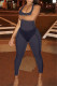 Black Sexy Casual Sportswear Solid Patchwork Backless U Neck Skinny Jumpsuits