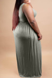 Grey Fashion Casual Solid Basic O Neck Vest Dress