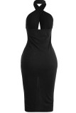 Red Sexy Solid Patchwork Cardigan Halter One Step Skirt Dresses