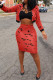 Red Fashion Casual Print Basic Zipper Collar Long Sleeve Two Pieces