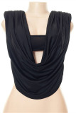 Black Fashion Sexy Solid Patchwork U Neck T-Shirts