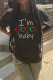 Black Fashion Daily Print Patchwork Letter O Neck T-Shirts