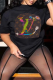 Black Fashion Street Print Patchwork Letter O Neck T-Shirts