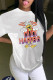 White Fashion Casual Print Basic O Neck T-Shirts