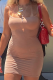 Pink Sexy Solid Patchwork Spaghetti Strap Pencil Skirt Dresses