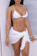White Fashion Sexy Solid Bandage Backless Swimwears Three-piece Set