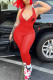 Red Fashion Casual Print Patchwork V Neck Jumpsuits