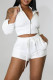 White Fashion Casual Solid Hollowed Out Hooded Collar Long Sleeve Two Pieces