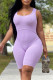 Purple Fashion Casual Solid Basic U Neck Skinny Romper