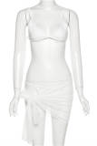 Yellow Fashion Sexy Solid Bandage Backless Swimwears Three-piece Set