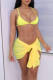Yellow Fashion Sexy Solid Bandage Backless Swimwears Three-piece Set