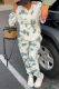 White Casual Print Patchwork Hooded Collar Long Sleeve Two Pieces