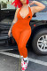 Orange Fashion Casual Print Patchwork V Neck Jumpsuits